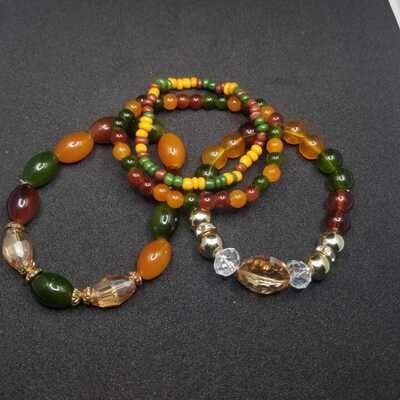 Orange Beaded Bracelet Set