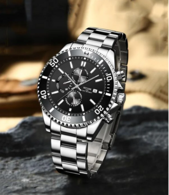 Notionr Silver and Black Stainless Steel Watch
