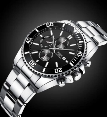 Notionr Silver and Black Stainless Steel Watch