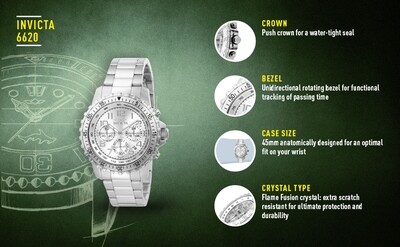 Invicta Silver Quartz Stainless Steel Watch