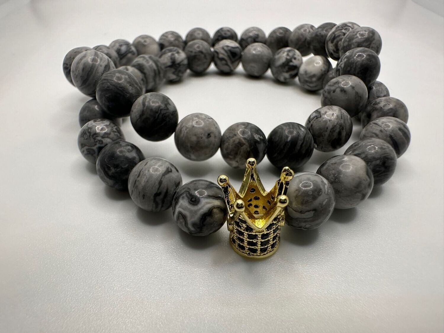 Map Jasper Crown Natural Stone Bracelet