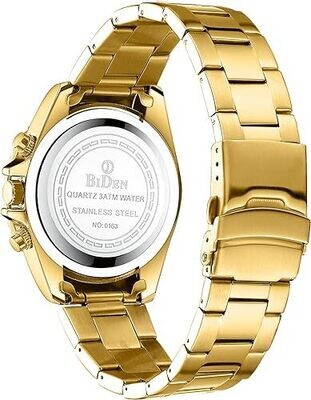 BiDen Gold Stainless Steel Chronograph Watch