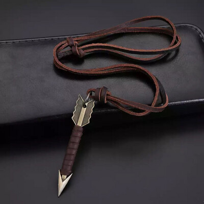 handmade vintage leather arrow pendant necklace rope Chain Punk jewelry