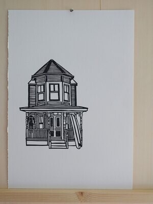 Victorian Surf House and longboard