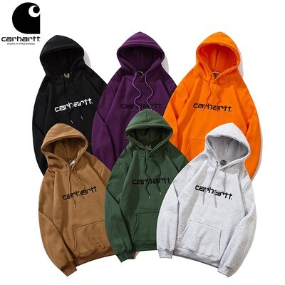 European And American Trendy Brand Carhartt Classic Letter Embroidered Men&#39;s And Women&#39;s Loose Hooded Fleece Hoodie Sweatshirt
