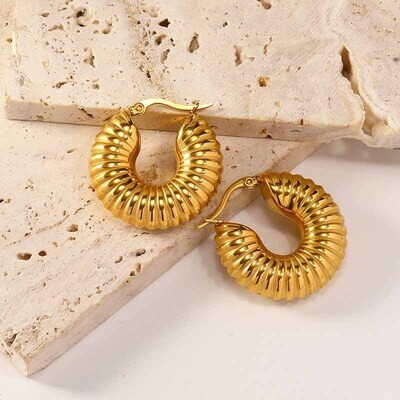 Lemon Tree Jewelry European And American Exaggerated Medieval Hollow Thread Earrings Women's Fashionable Street Photographing Titanium Steel 18K Gold Ear Buckle
