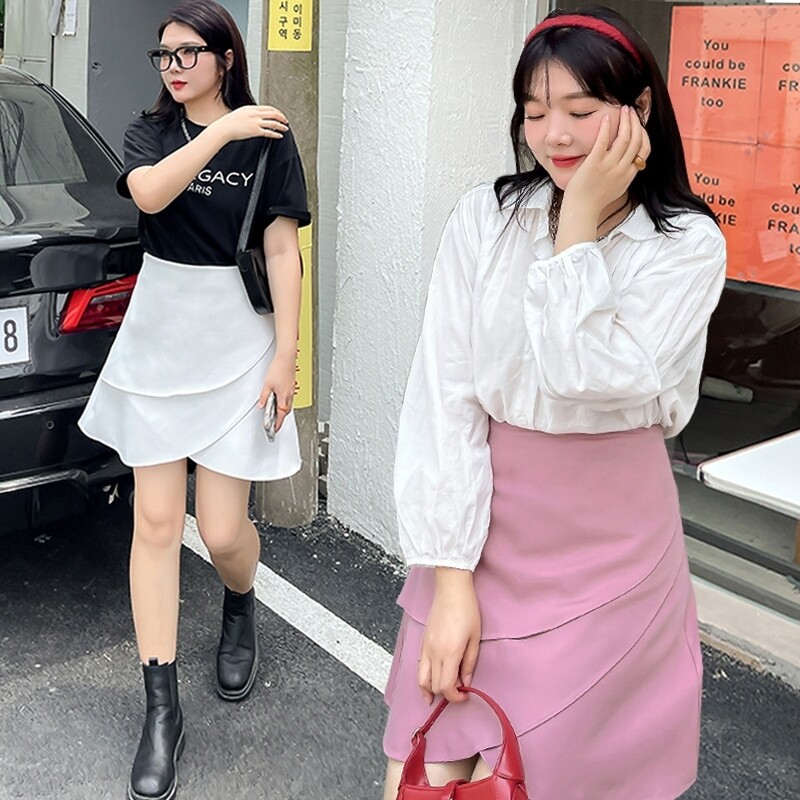 大码花瓣裙短裙