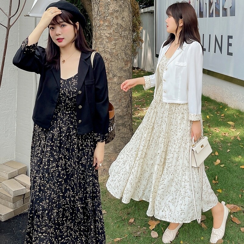 大码碎花+西装套装