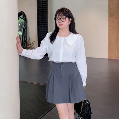 大码高腰半身款防走光百褶裙