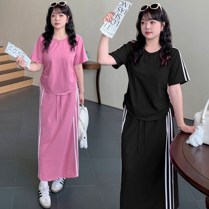 大码盐系炸街休闲短袖半身裙两件套