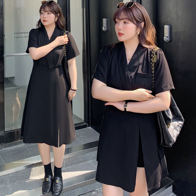 大码设计感显瘦西服裙