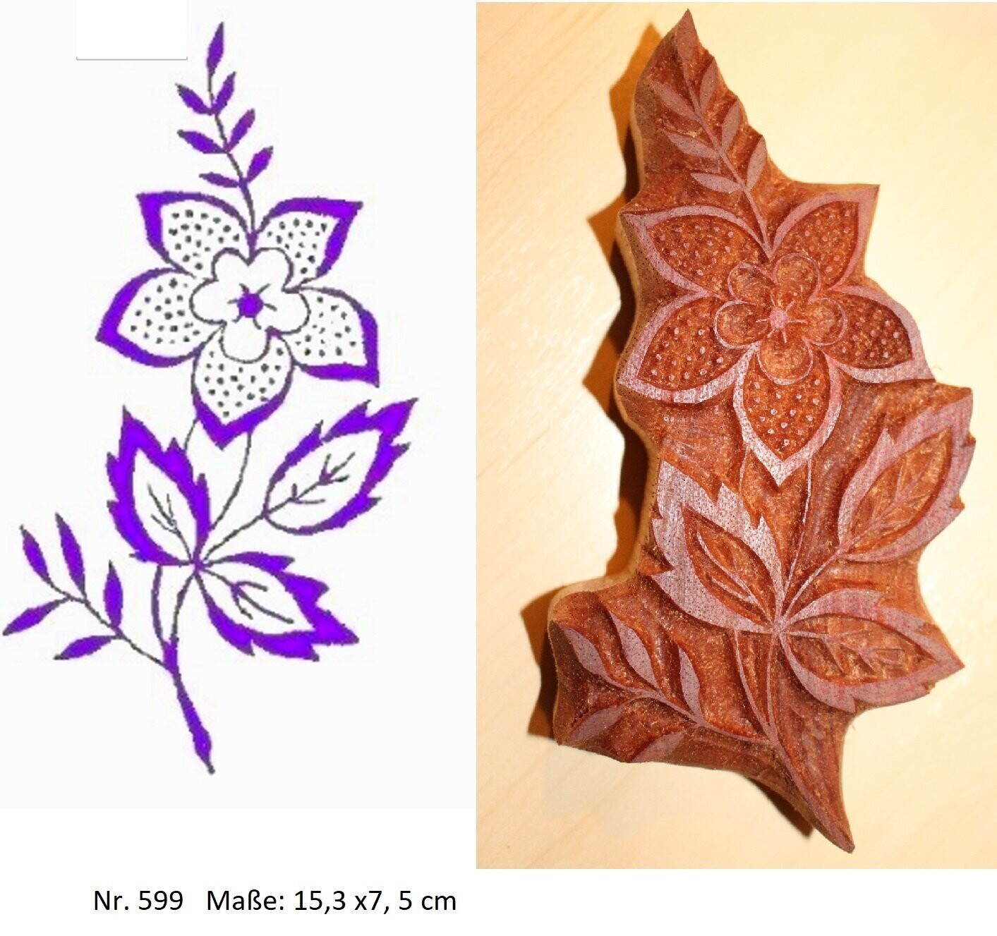Handgeschnitzte Stempel aus Holz Blume Bordüre