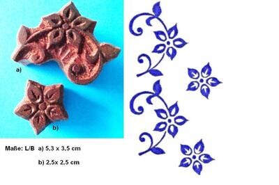 Handgeschnitzte Stempel aus Holz Blume Ornament Set 2 stück