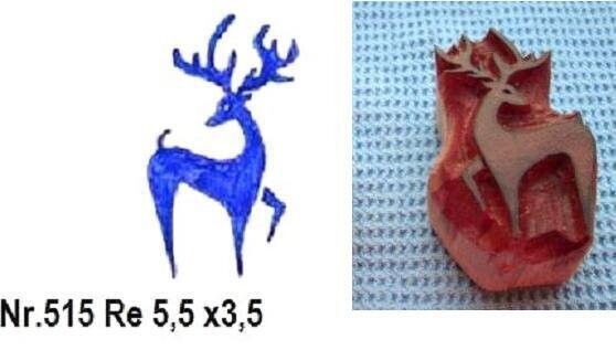 Handgeschnitzte Stempel aus Holz  Hirsch  rechts