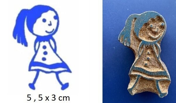Handgeschnitzte Stempel aus Holz  Mädchen Kind