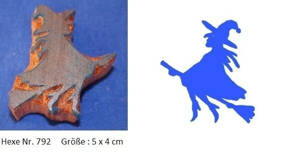 Handgeschnitzte Stempel aus Holz  Hexe