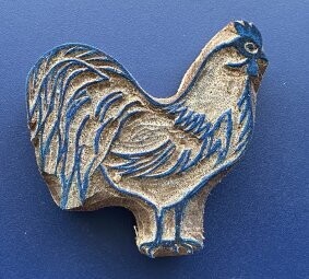 Handgeschnitzte Stempel aus Holz  Hahn