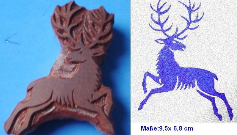 Handgeschnitzte Stempel aus Holz  Hirsch links