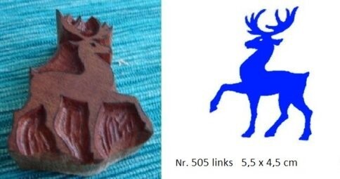 Handgeschnitzte Stempel aus Holz  Hirsch  links