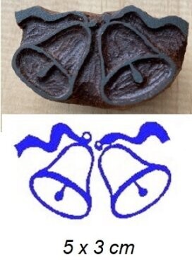 Handgeschnitzte  Motivstempel aus Holz  Glocke Weihnachten