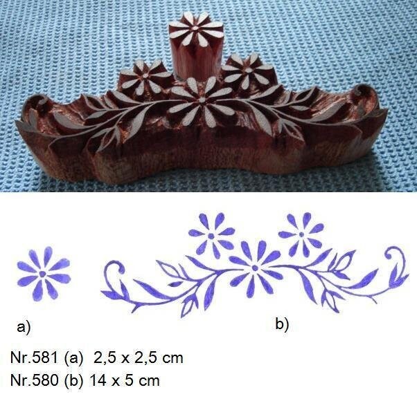 Hochwertige Handgeschnitzte  Motivstempel aus Holz  Bordüre mit Blümchen Made in Germany