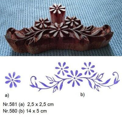 Hochwertige Handgeschnitzte Motivstempel aus Holz Bordüre mit Blümchen Made in Germany