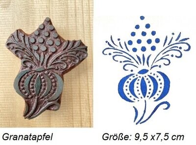 Hochwertige handgeschnitzte Stempel aus Holz Made in Germany Granatapfel