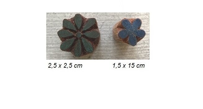 Stempel Set 2 Blümchen  Blaudruck Model Druckstock Holzstempel