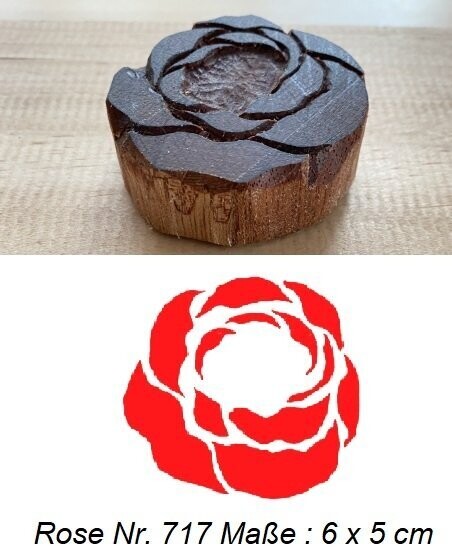 Rose Stempel  Blaudruck Model Druckstock Holzstempel Motivstempel