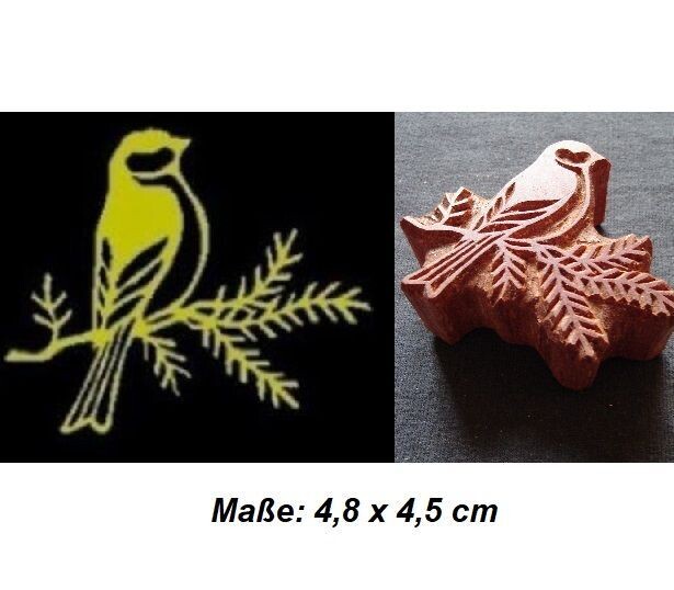 Handgeschnitzte Stempel aus Holz  Meise