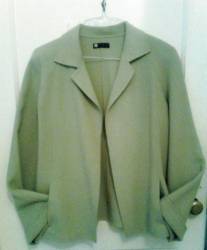 Carol Little Sz Large Sage Green Bell Slv Wool Swing Jacket