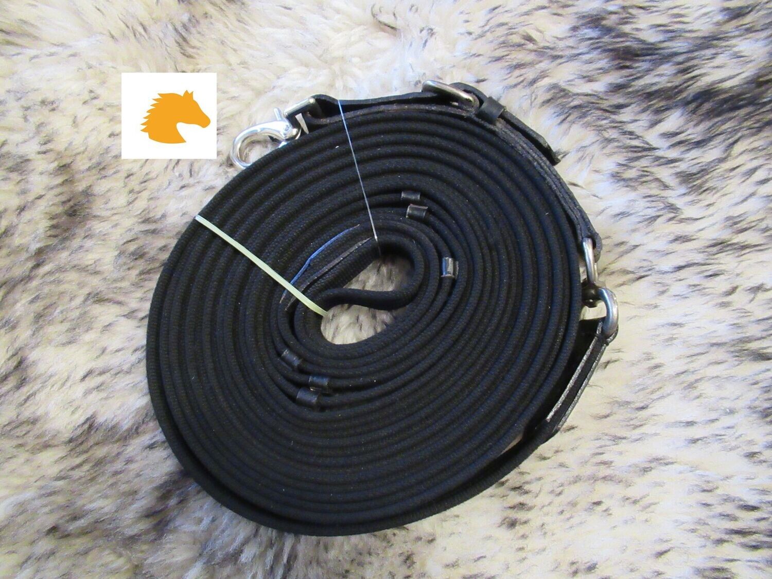 Longierleine mit Wechselkarabiner, schwarz, 8m