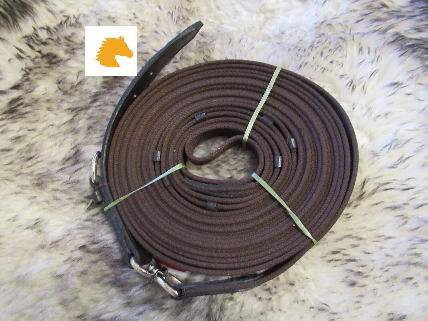 Longierleine mit Wechselkarabiner braun 8m