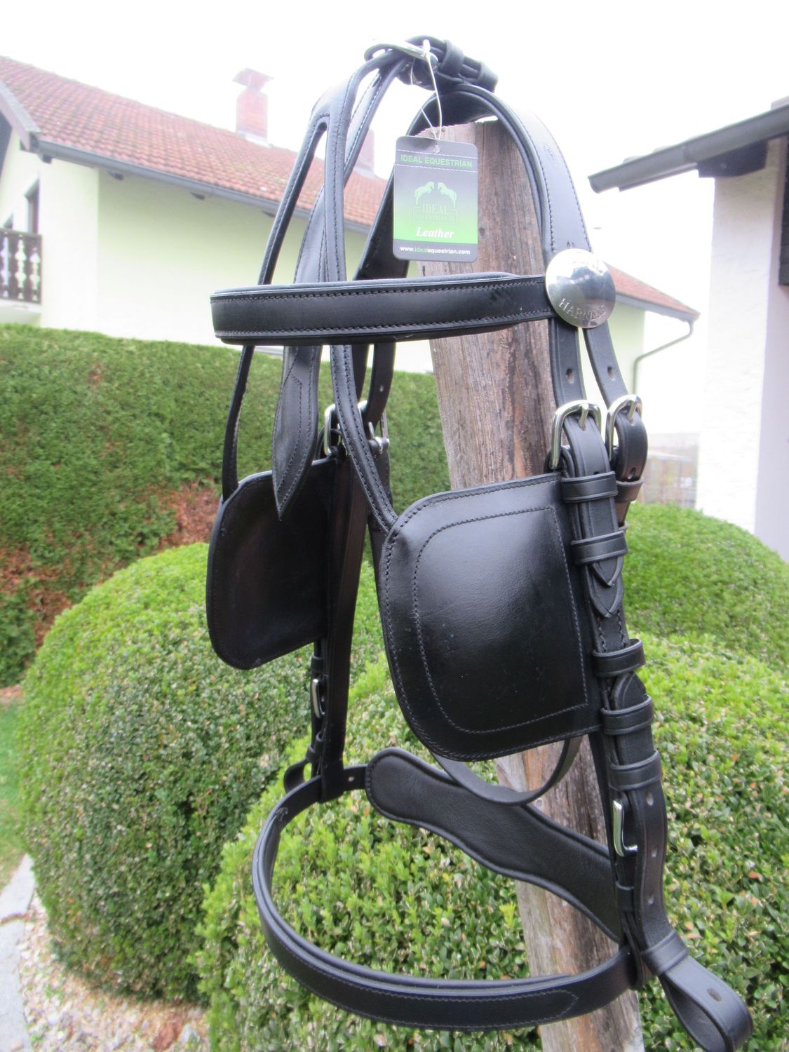 Ideal Kopfstück mit Scheuklappen, Gr. XF, Leder, schwarz