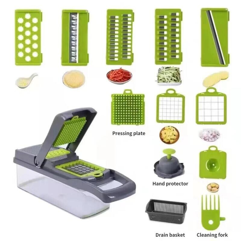 1 Set Plastic Multipurpose Chopper, Fruits &amp; Vegetable Cutter, Grater Peeler Chipser, For Kitchen, Durable Dicer, Chopper For Kitchen Stainless Steel
