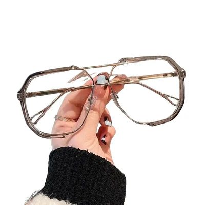 1pc Retro &amp; Trendy Aviator Frame Oversized Clear Lens Glasses For Men And Women Suitable For Daily Wear