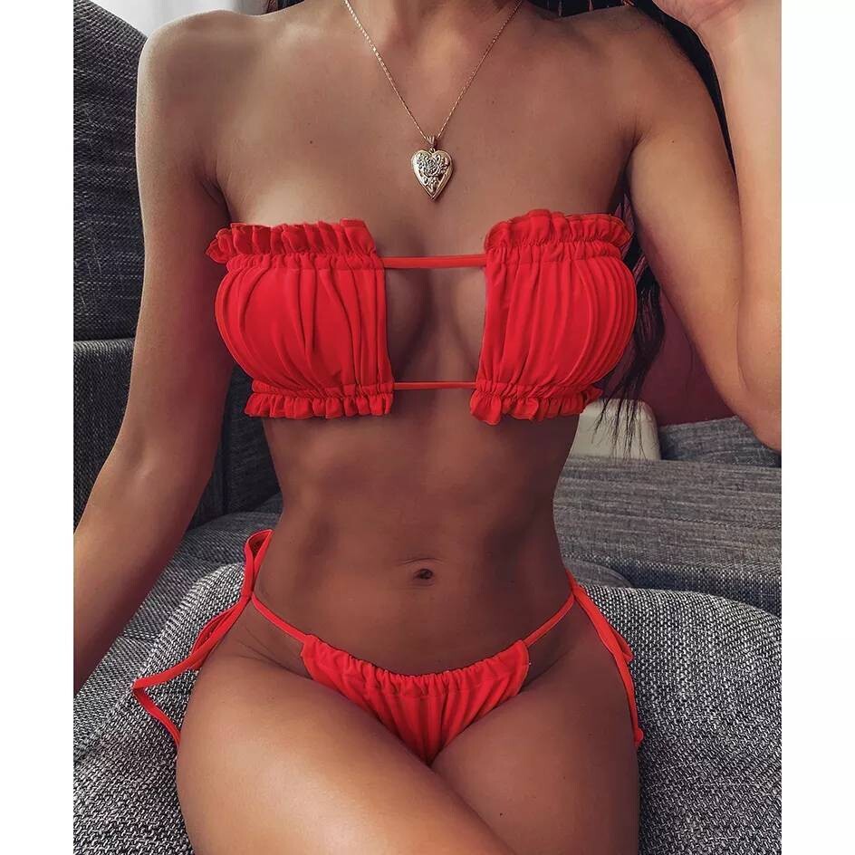 Bikini bandeau rojo