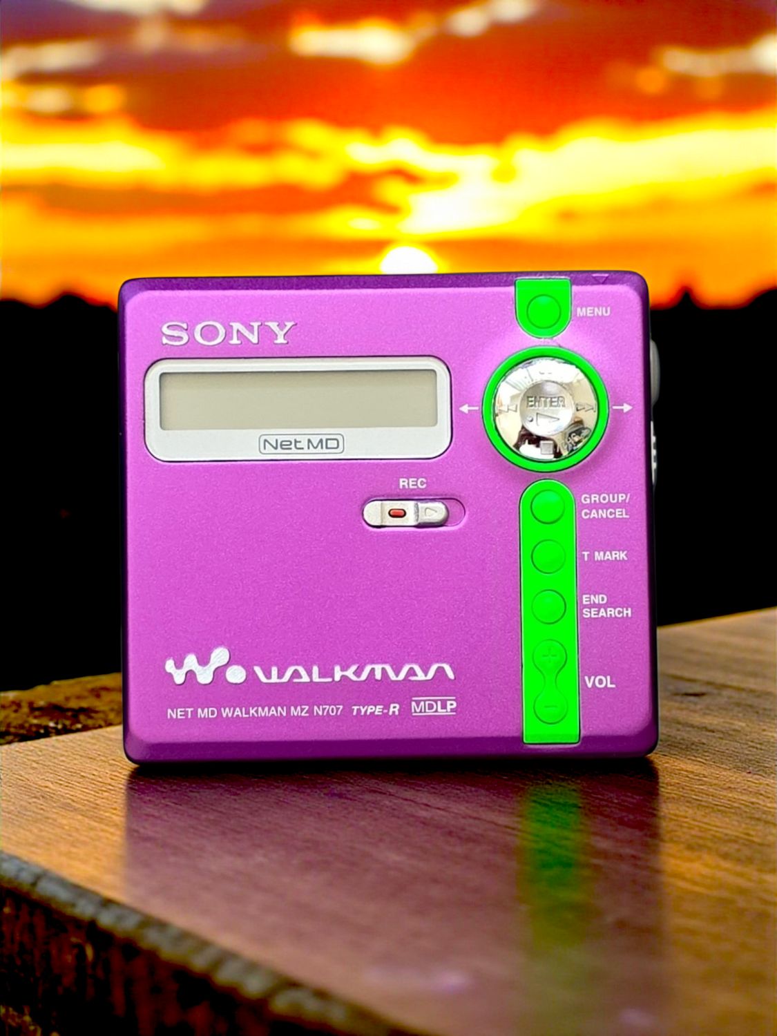 Recoloured Purple and Lime Green Sony MZ-N707