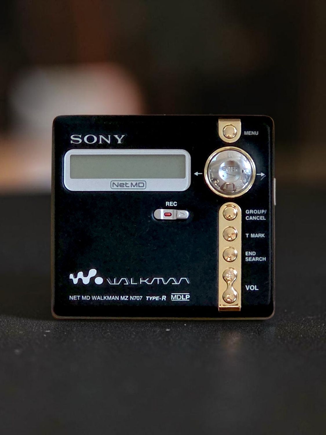 Recoloured Black Sony MZ-N707 with Gold Stripe