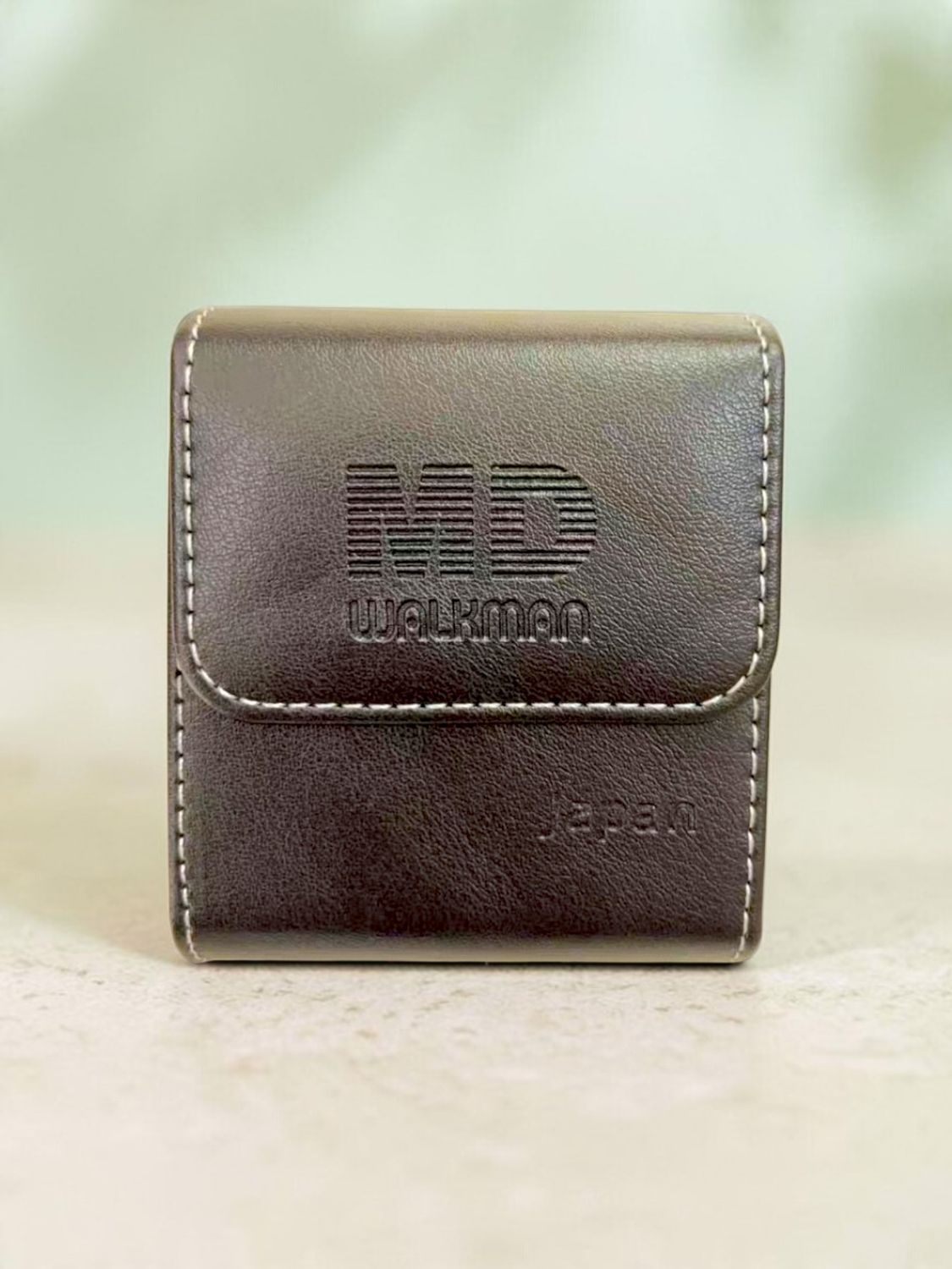 Black Genuine Leather Minidisc Player Holder