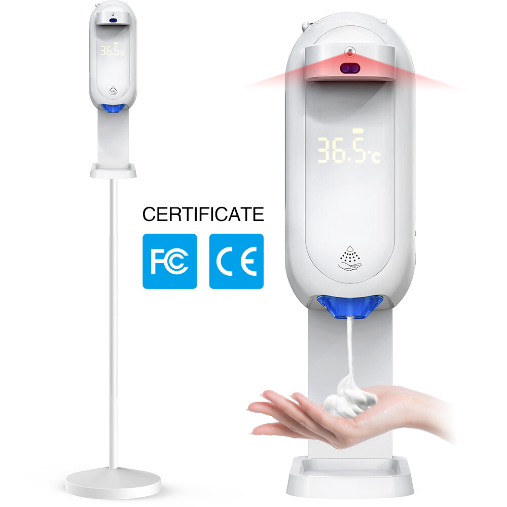 Two-in -One Automatic Hand Sanitiser Dispenser (Gel) with Built-In Body Temperature Measurement - Floor Standing