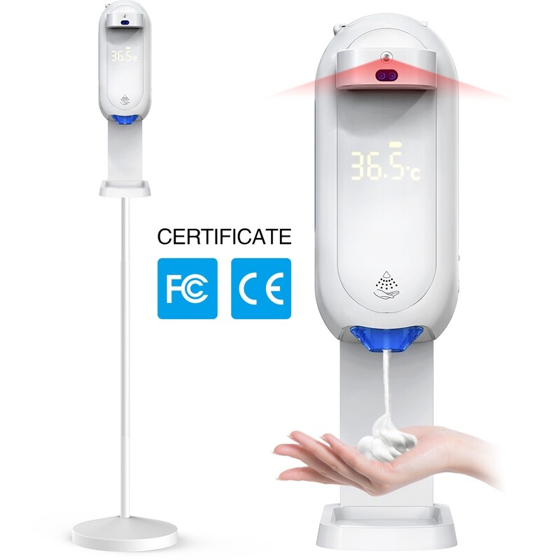 Two-in -One Automatic Hand Sanitiser Dispenser (Gel) with Built-In Body Temperature Measurement - Floor Standing