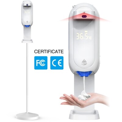 Two-in -One Automatic Hand Sanitiser Dispenser (Gel) with Built-In Body Temperature Measurement - Floor Standing