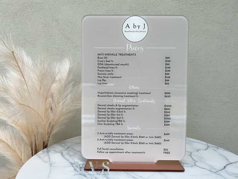 Price List / Menu Sign