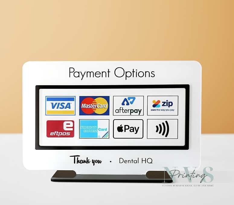 Payment Options Sign Payment Options Sign
