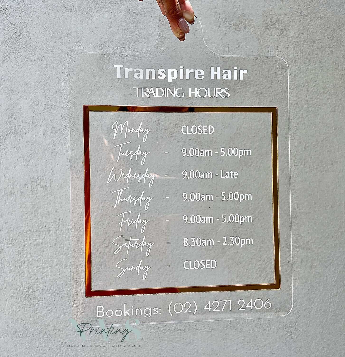 Trading Hours Sign