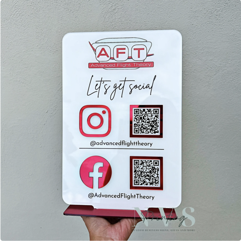 Double Icons and QR Codes Social Media Business Sign Double Icons and QR Codes Social Media Business Sign