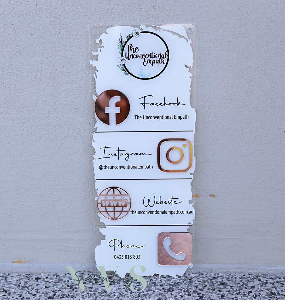 4 Icons Vertical Social Media Sign - Style 2