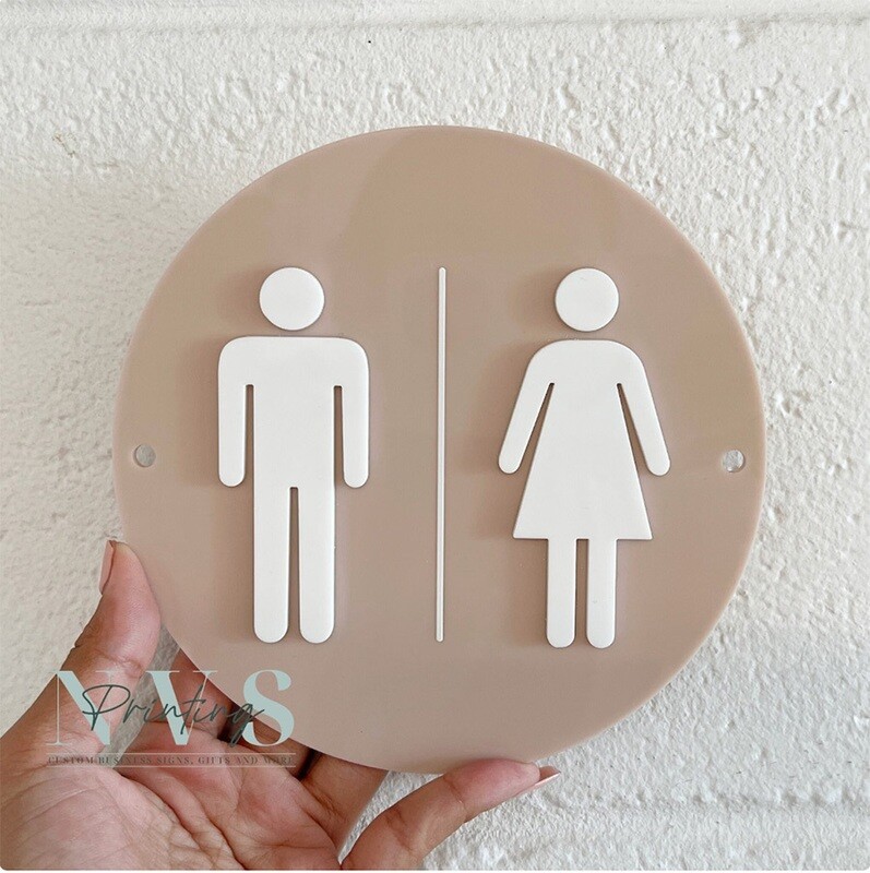 3D Bathroom Sign, Toilet Sign, Restroom Sign