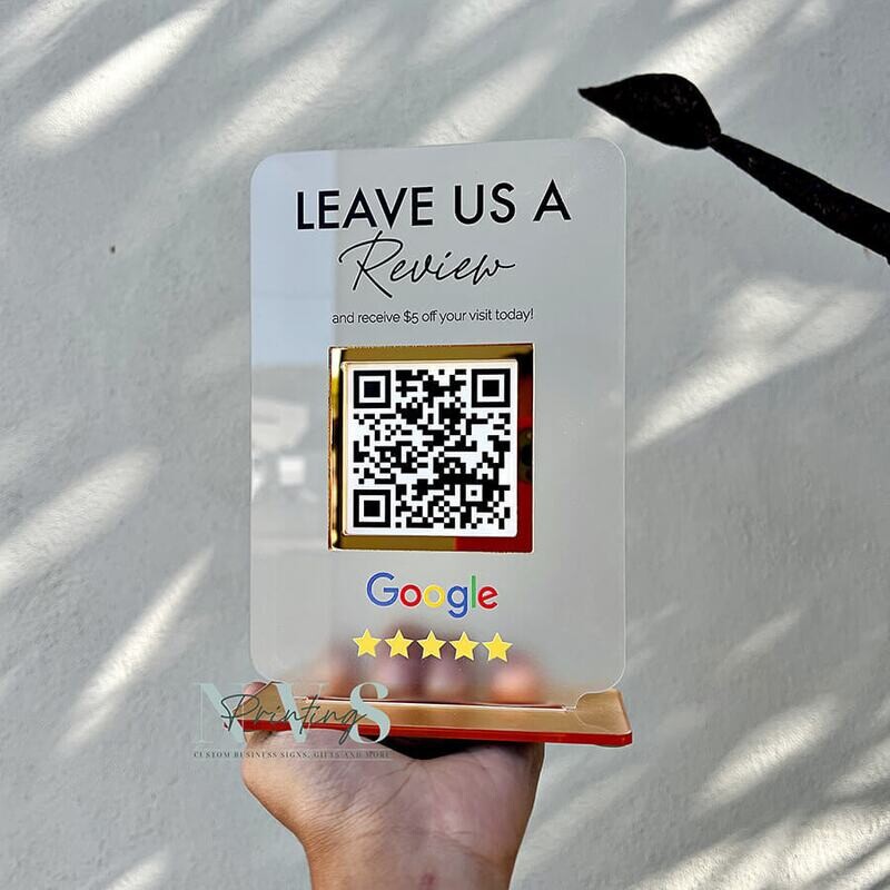 Single Mini QR Code Plaque, Google Review Business Sign